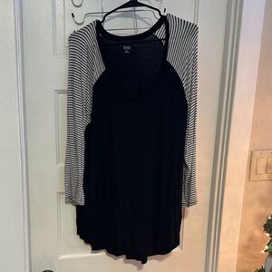 ANA Black and White Striped Sleeve Top